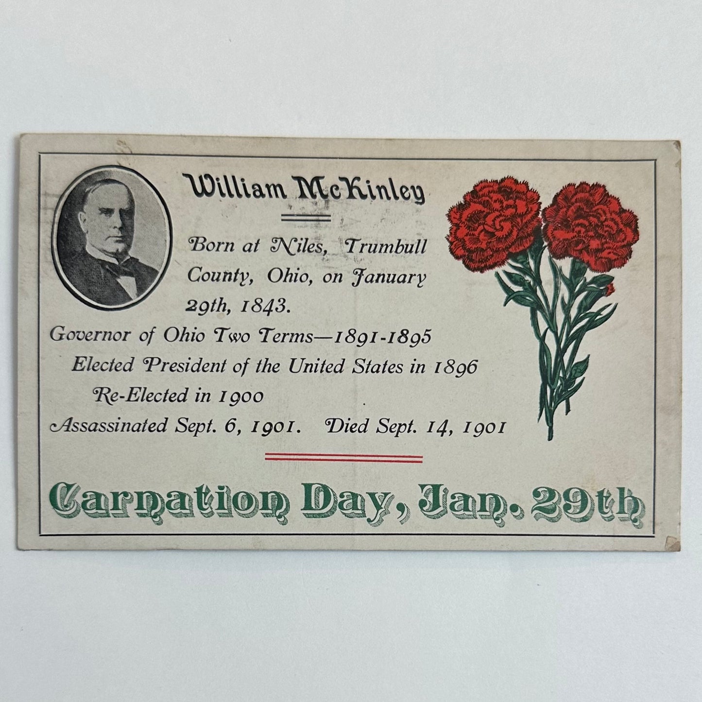 William McKinley Carnation Day postcard