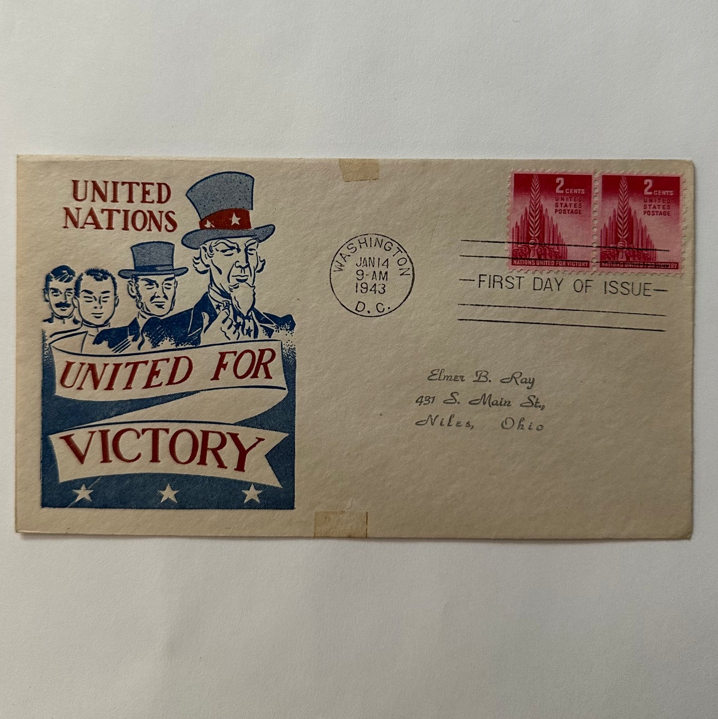 United Nations United for Victory WWII envelope