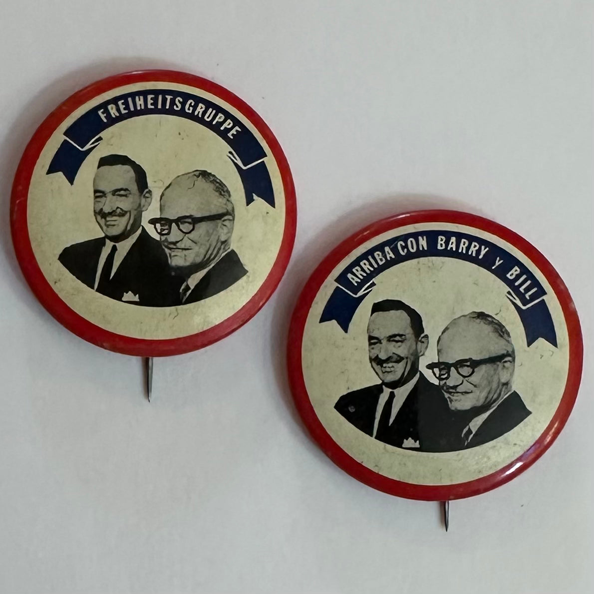 Pair of Goldwater Language buttons -- German & Spanish