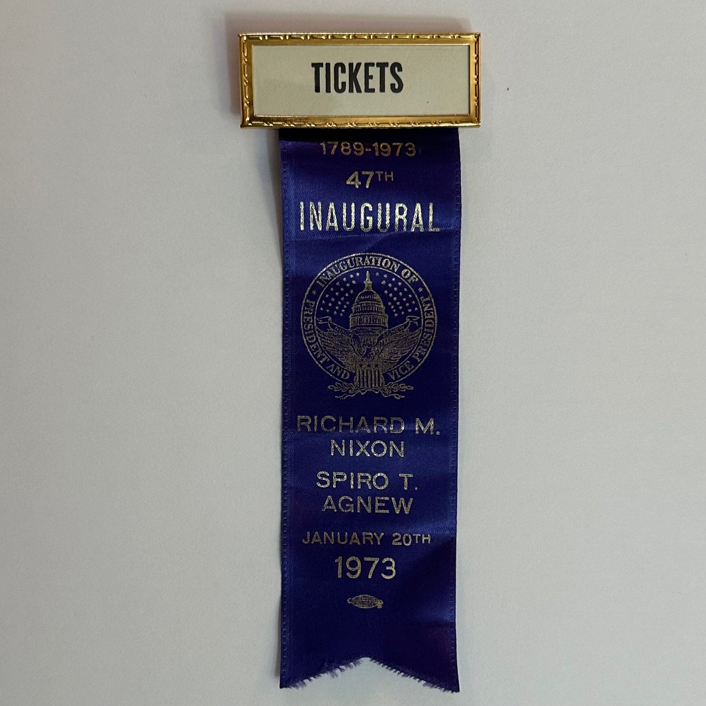 Tickets- Nixon & Agnew 1973 Inaugural Ribbon