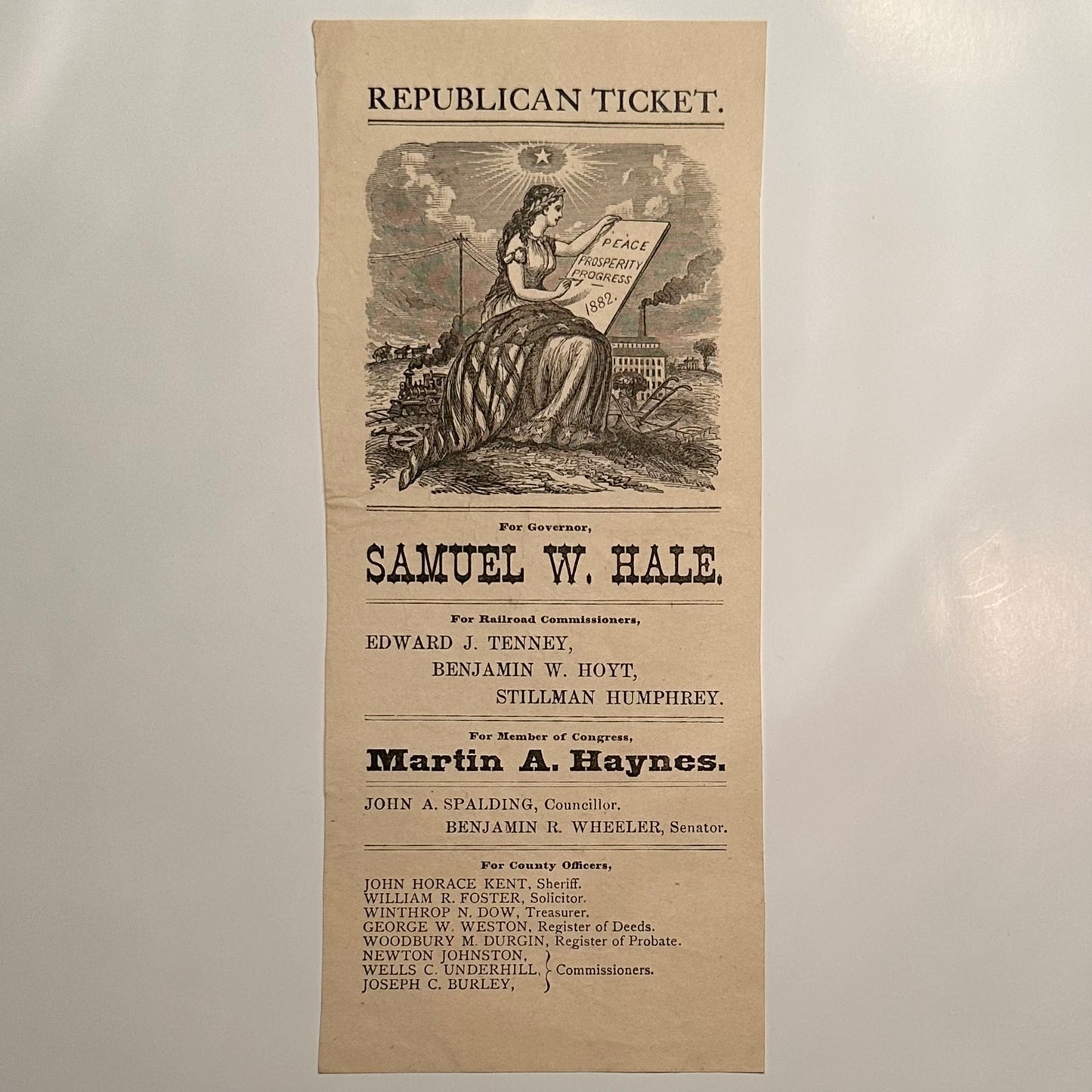 Samuel W. Hale for Governor, New Hampshire Ballot