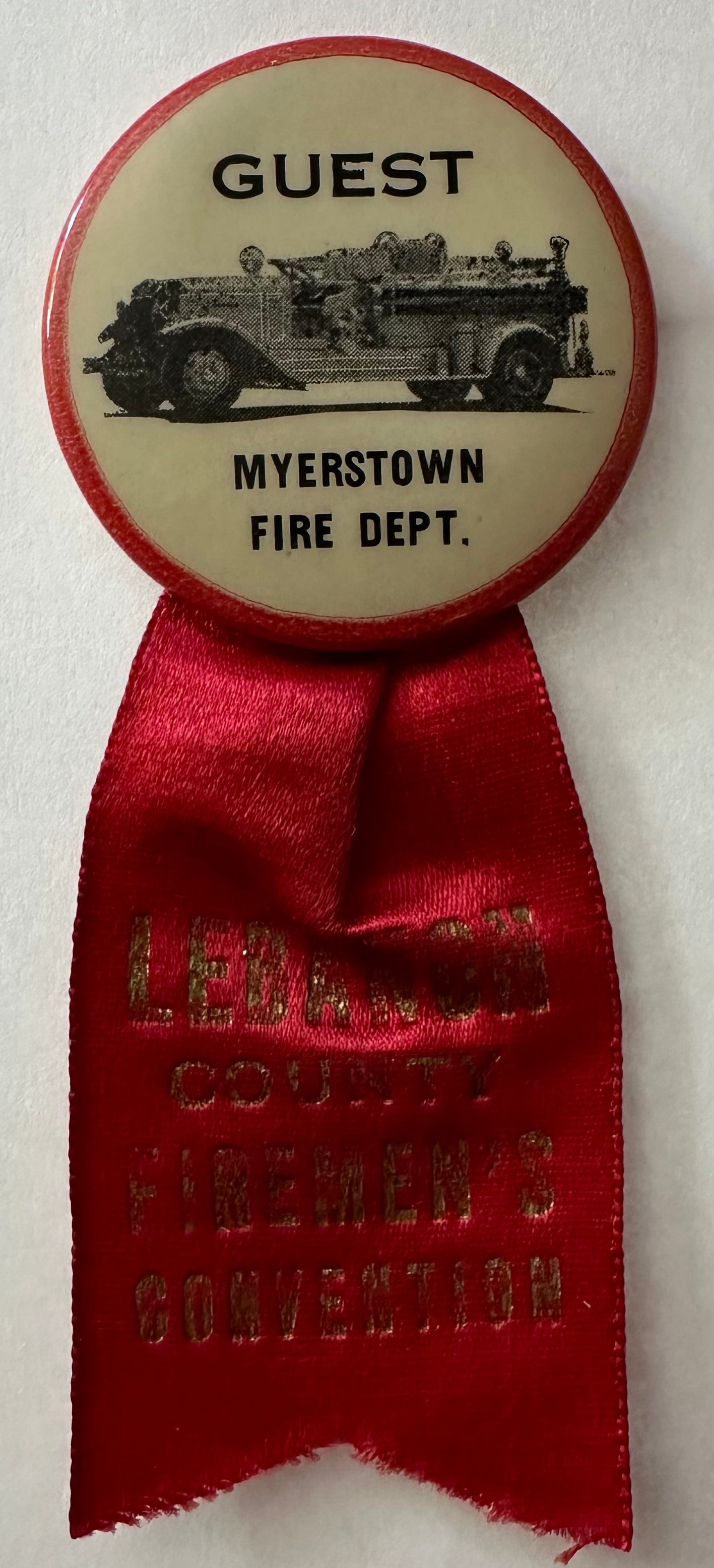 Myerstown Fire Department Guest button with ribbon