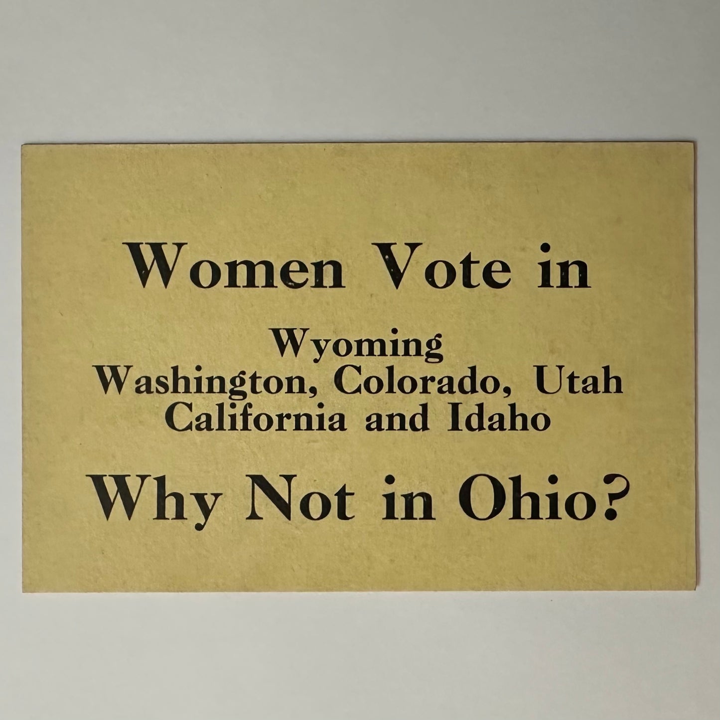 Women's Suffrage Ohio Palmcard 1912