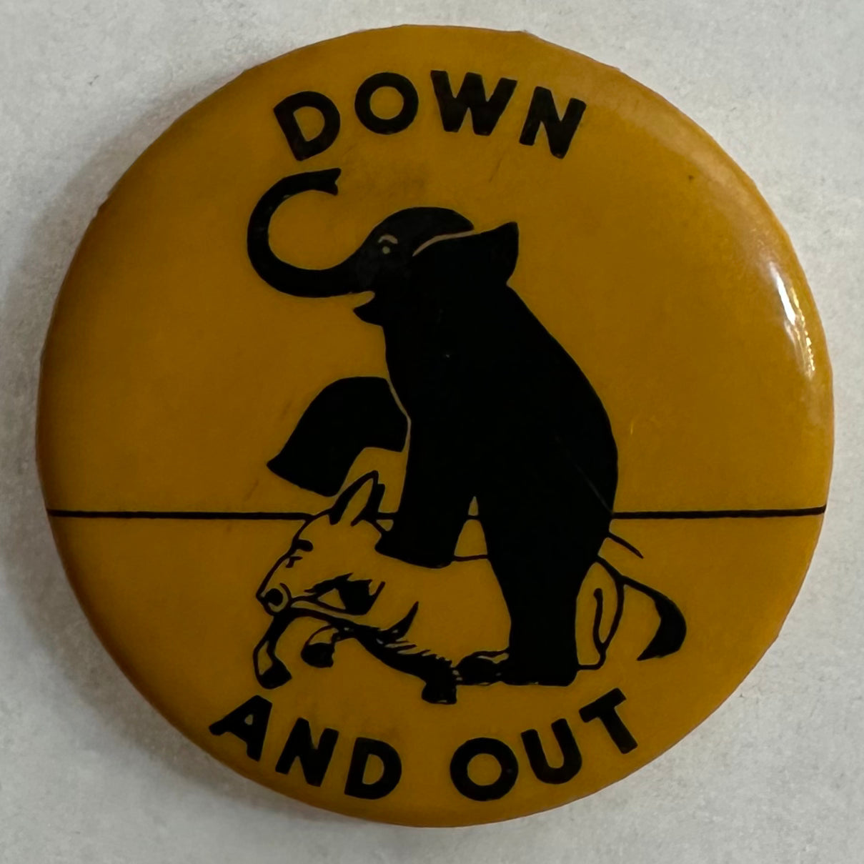 Down and Out Willkie slogan button