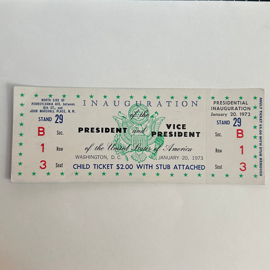 1973 Nixon-Agnew Inaugural Ticket for Child