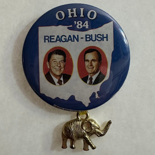 Ohio '84 Reagan Bush Jugate with Elephant Charm
