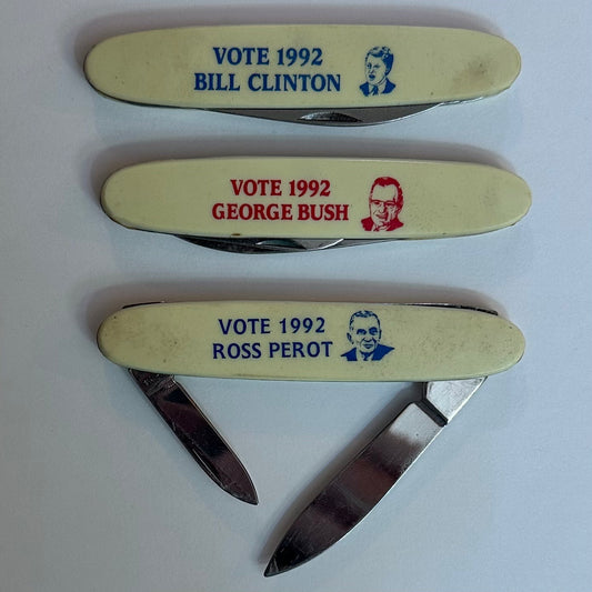 Set of 1992 Clinton, Bush, Perot pocket knives