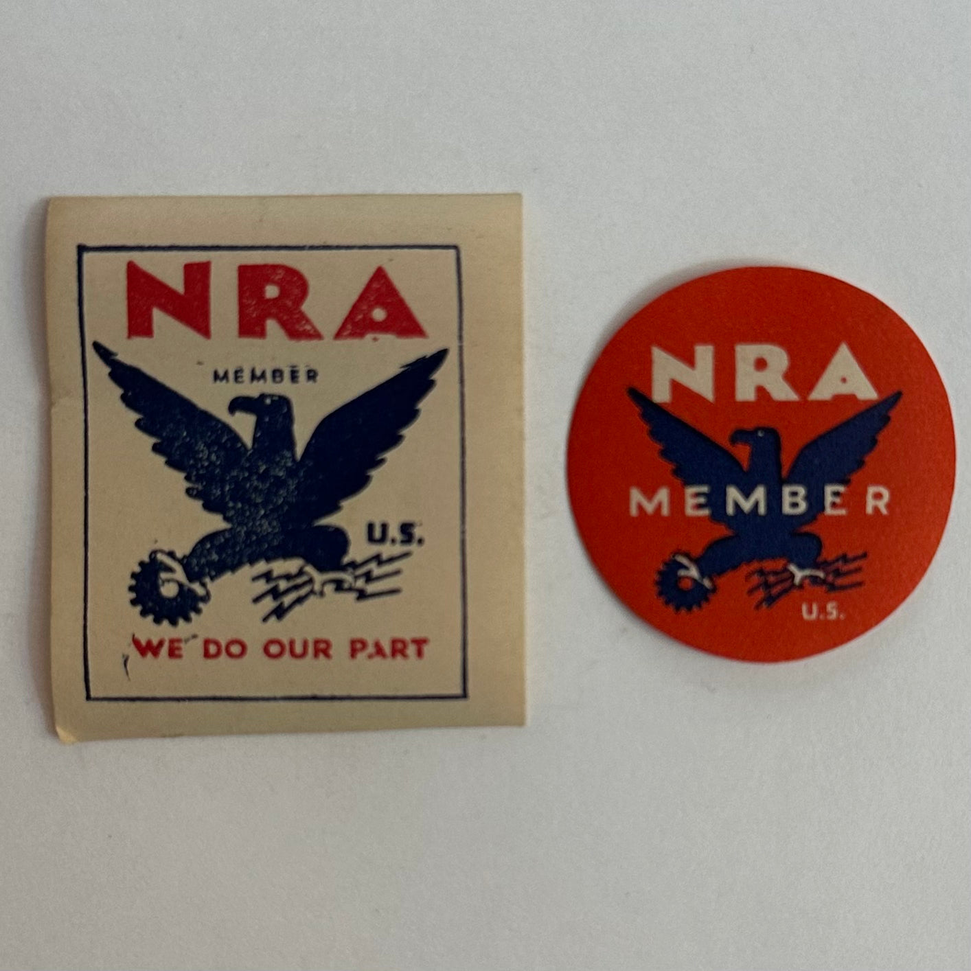 Pair of NRA (National Recovery Act) Stickers