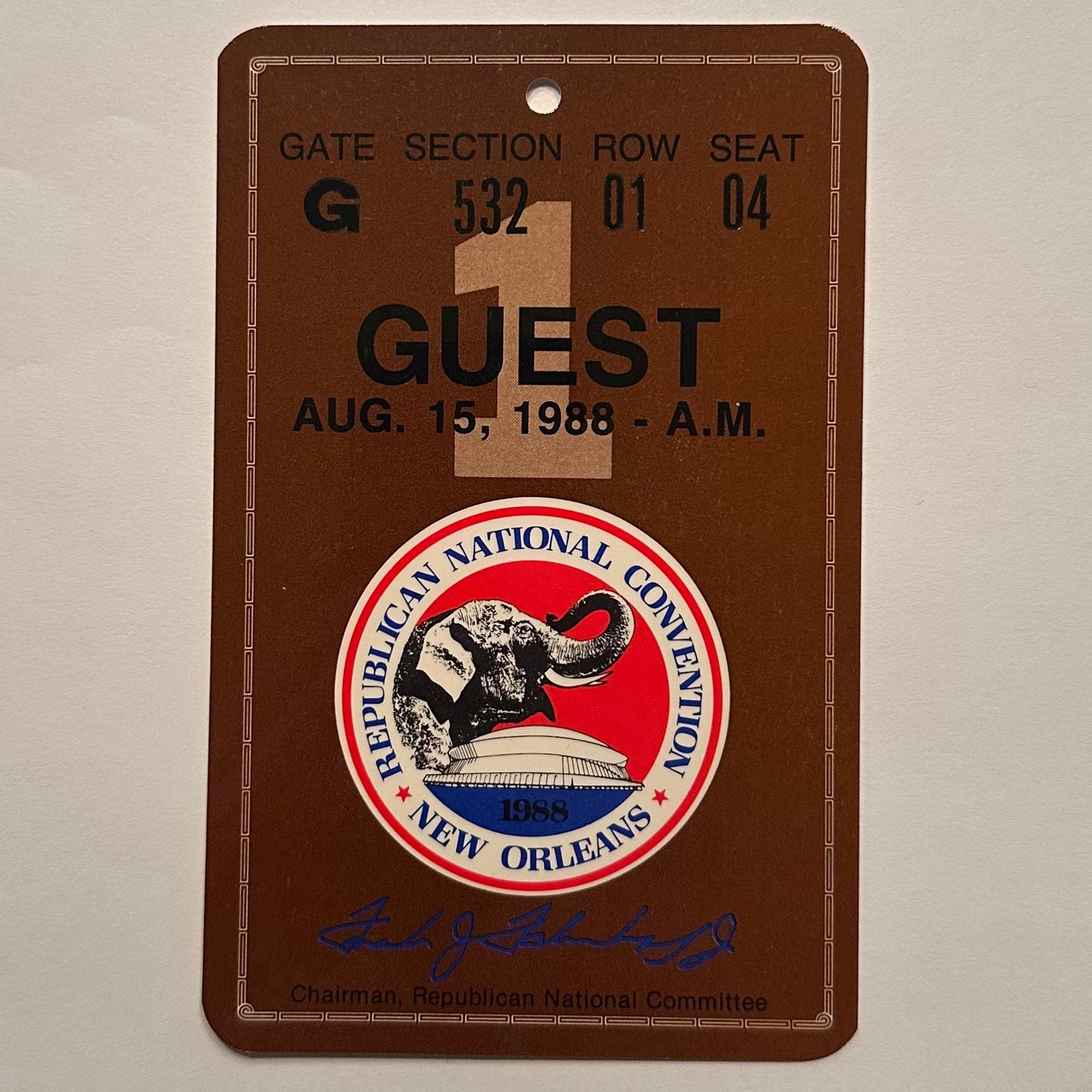 Guest Pass 1988 RNC Credential