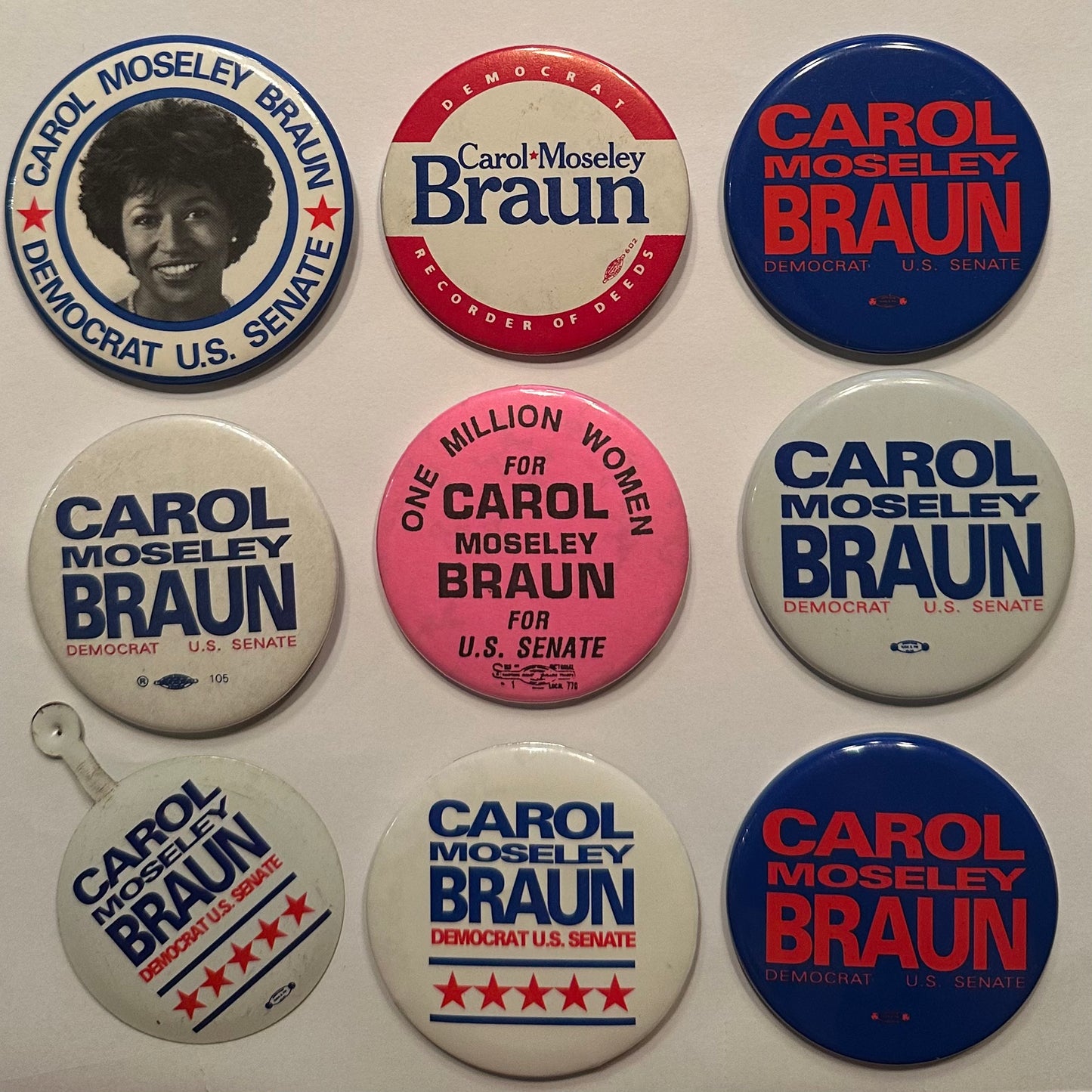 Group of Carol Moseley Braun Buttons
