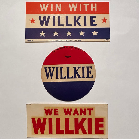 Trio of Willkie Window Stickers