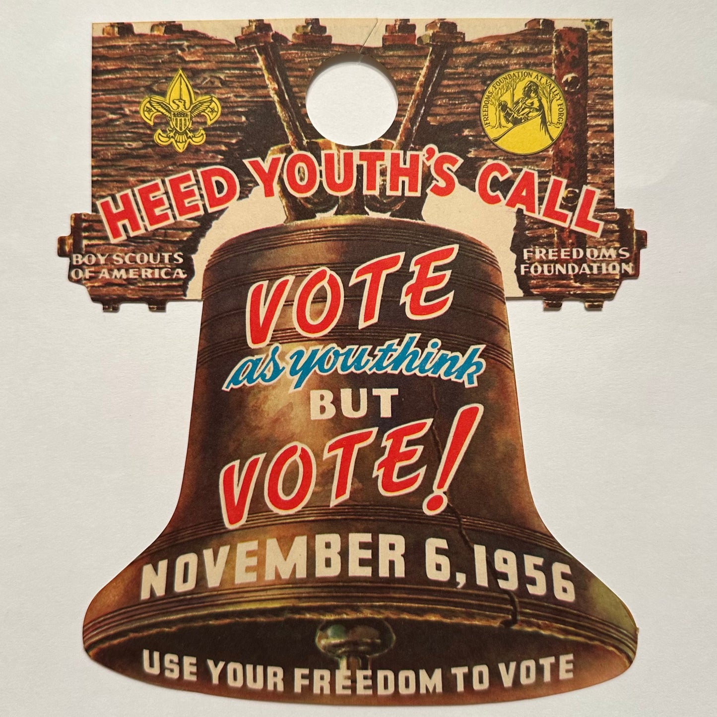 Boy Scouts Non-Partisan Vote Door Hanger from 1956