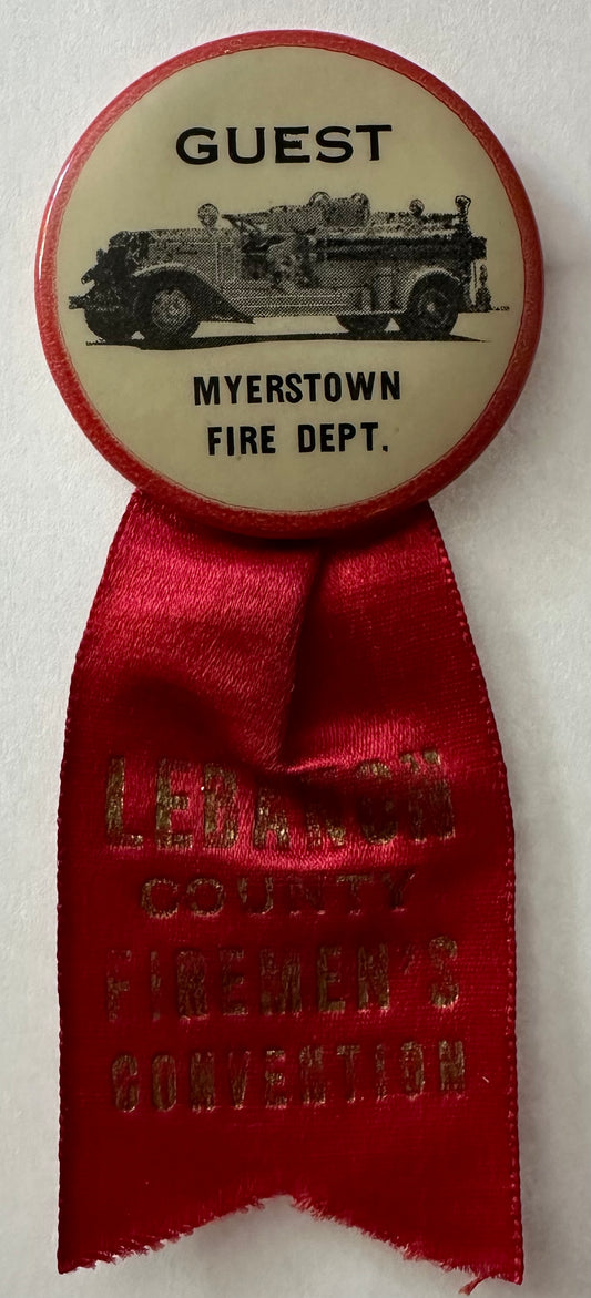 Myerstown Fire Department Guest button with ribbon