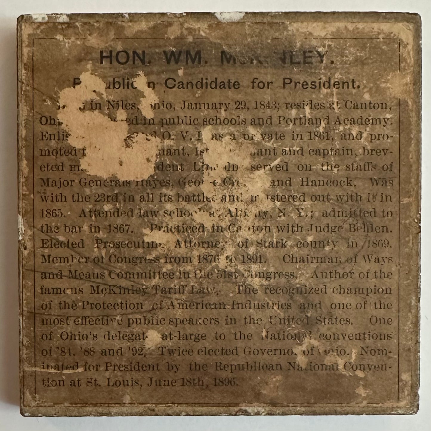 William McKinley ceramic tile