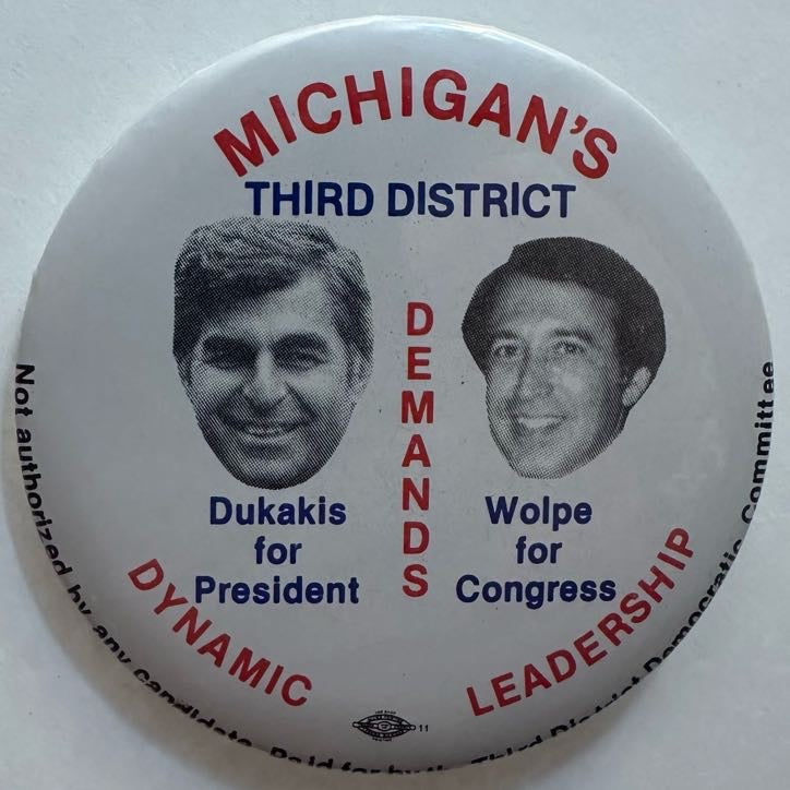 Dukakis Wolpe Michigan Coattail