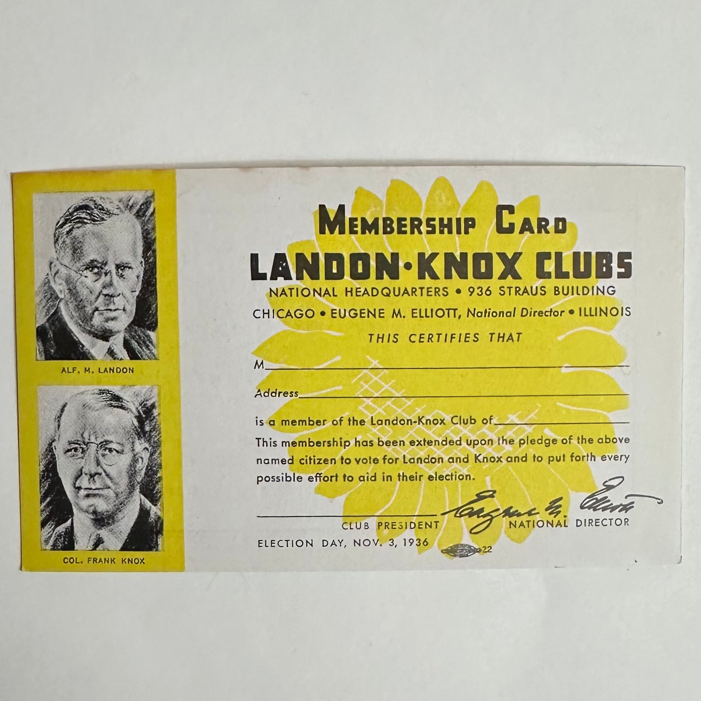 Membership Card Landon-Knox Clubs card